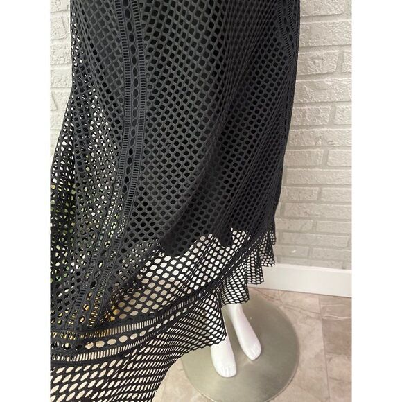 Alfani Black Sleeveless Mesh / Net Fit & Flare Dress Size 12 - Picture 9 of 11